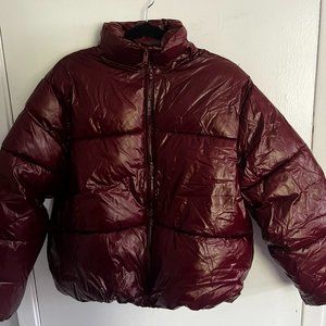 A New Day Leather Puffer Jacket Red Size Medium